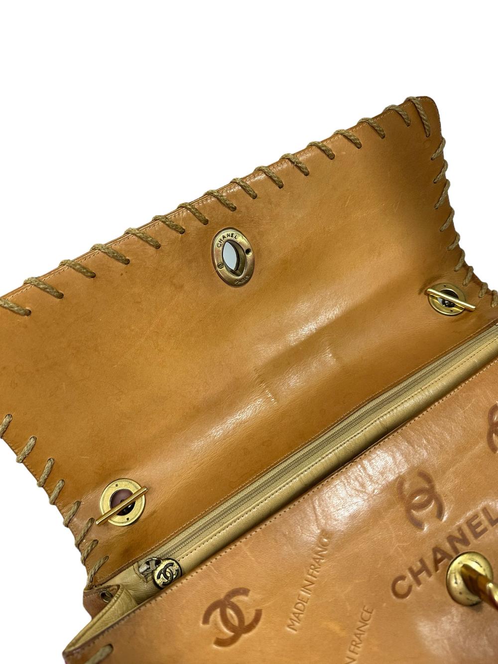 Gold Leather Chanel Shoulder Bag