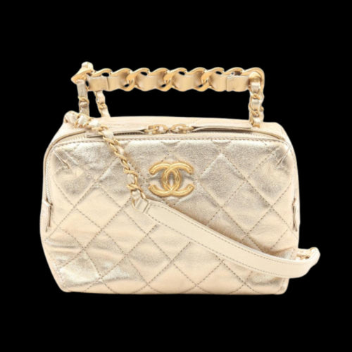 Gold Leather Chanel Crossbody Bag