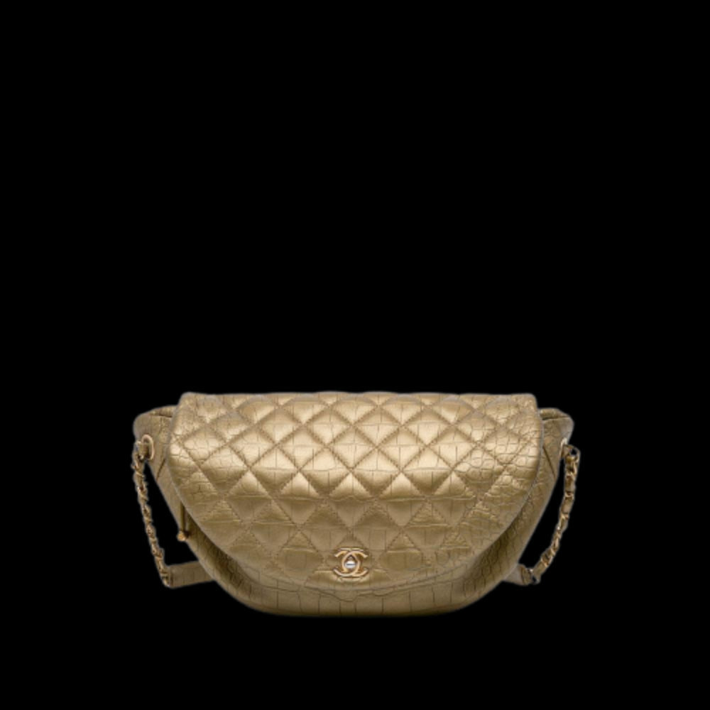 Gold Leather Chanel Belt Bag
