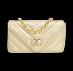 Gold Leather Chanel Flap Bag