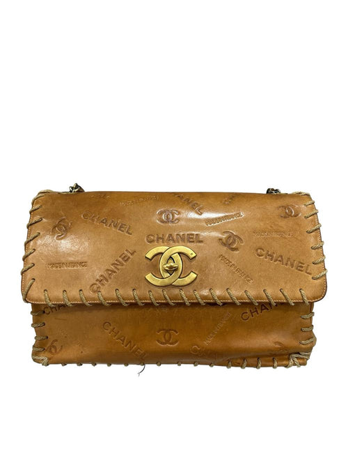 Gold Leather Chanel Shoulder Bag
