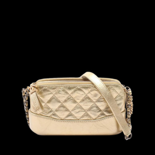 Gold Leather Chanel Shoulder Bag