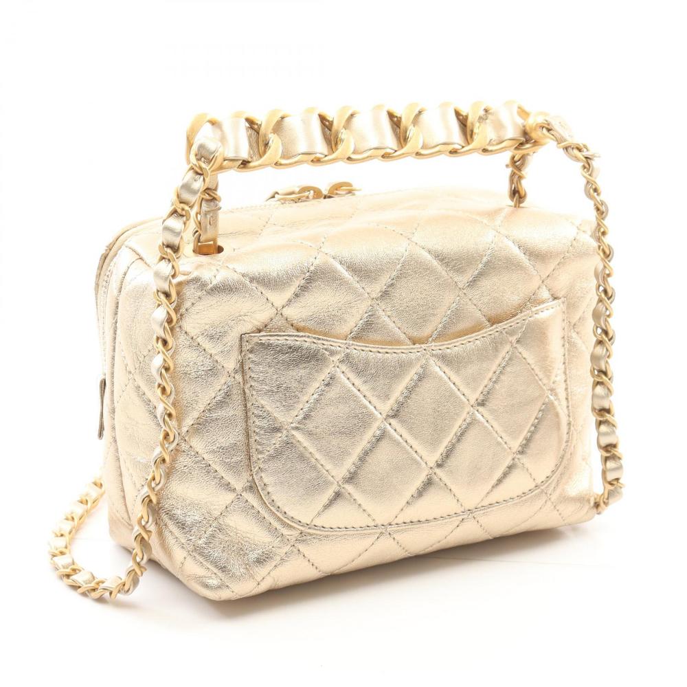 Gold Leather Chanel Crossbody Bag