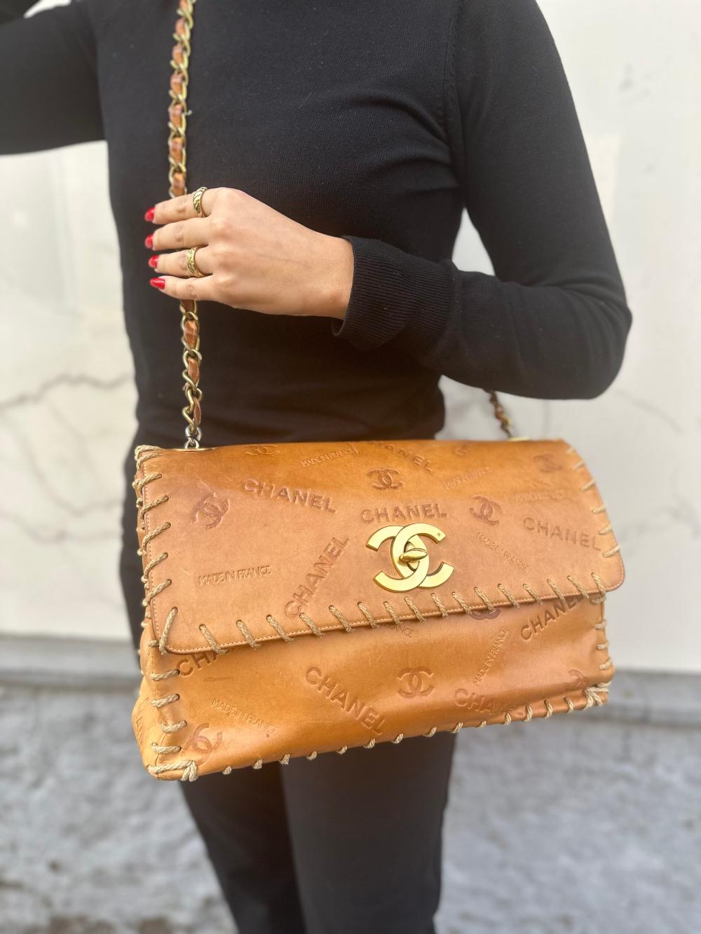 Gold Leather Chanel Shoulder Bag