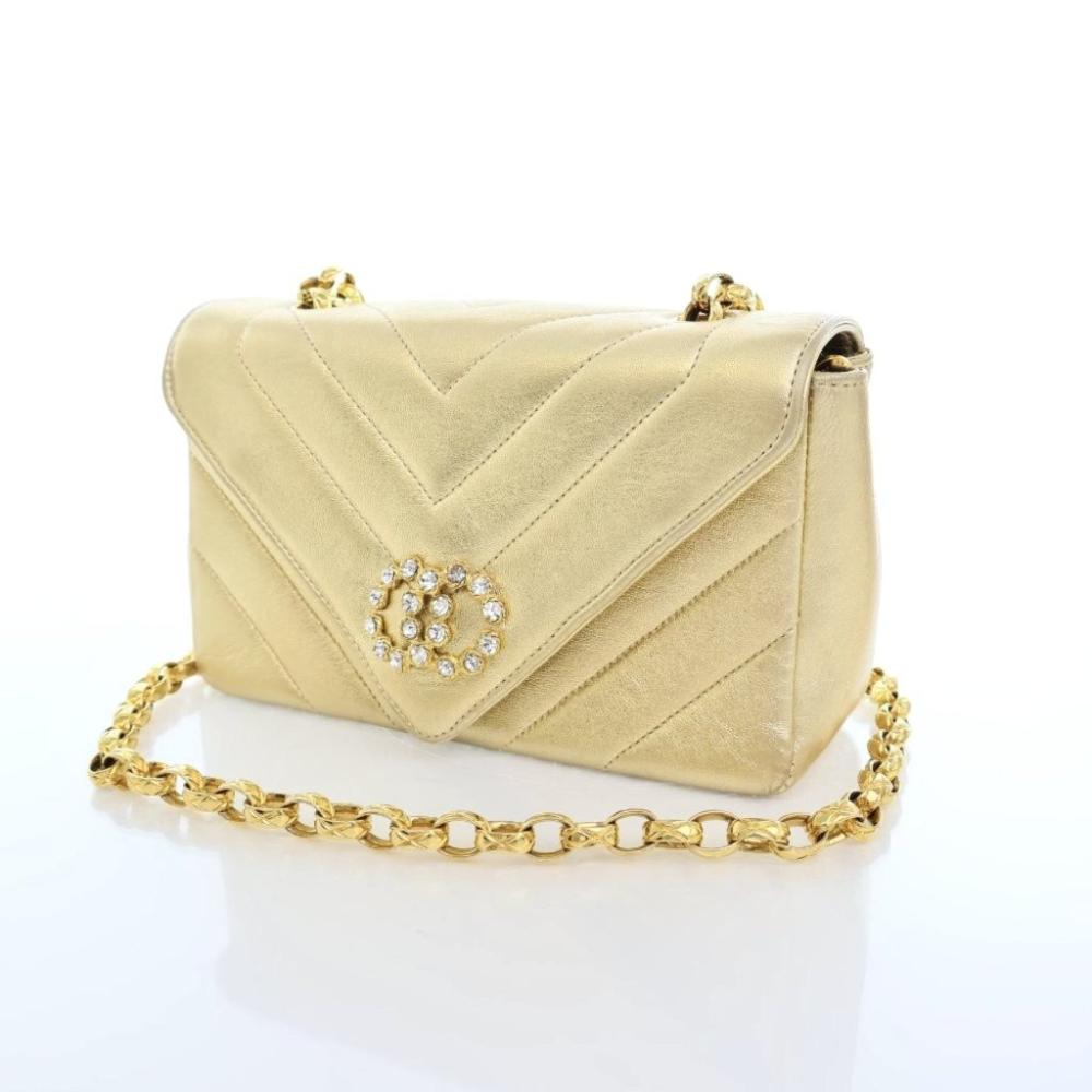 Gold Leather Chanel Flap Bag