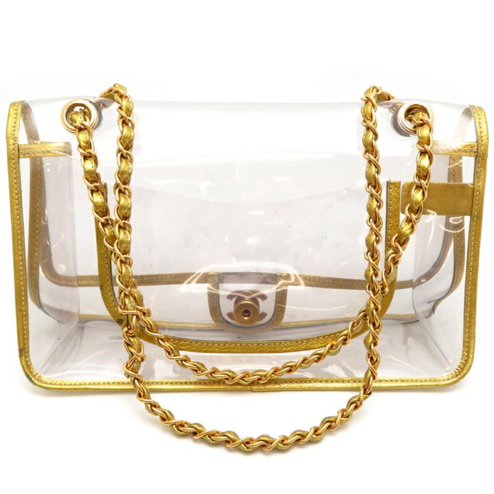 Gold Leather Chanel Shoulder Bag