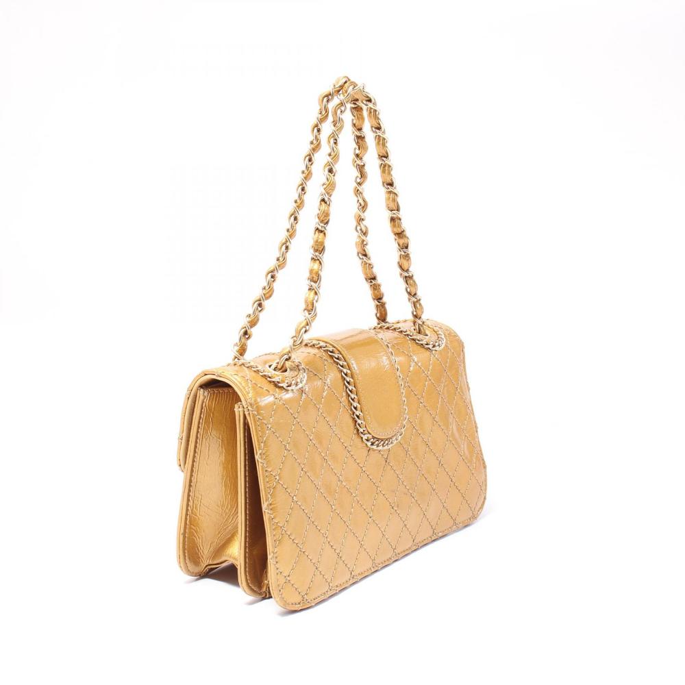 Gold Leather Chanel Flap Bag
