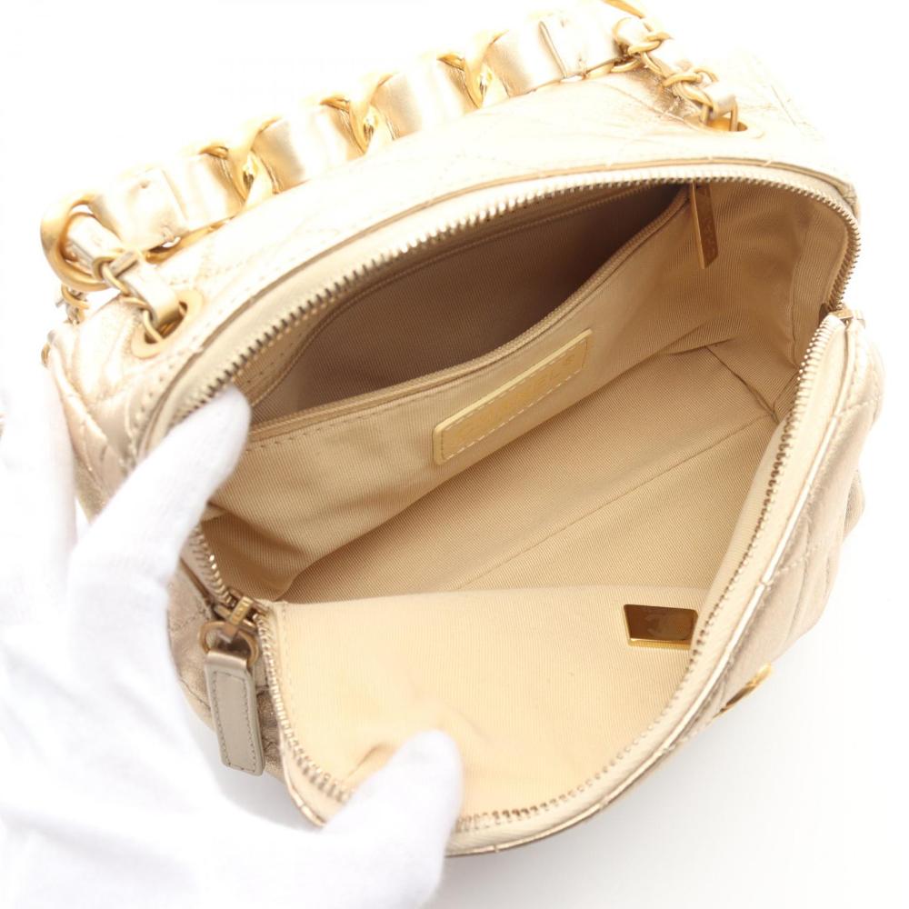 Gold Leather Chanel Crossbody Bag
