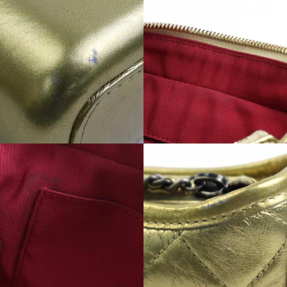 Gold Leather Chanel Shoulder Bag