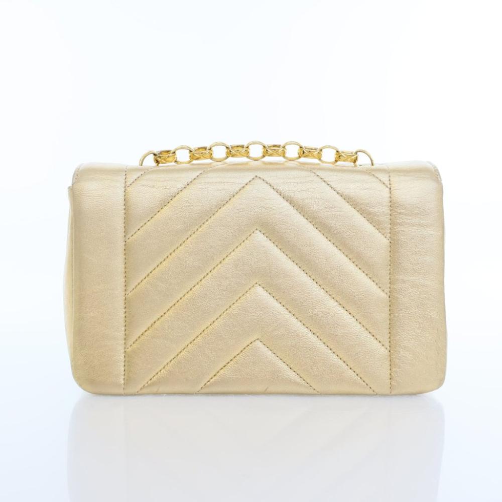 Gold Leather Chanel Flap Bag