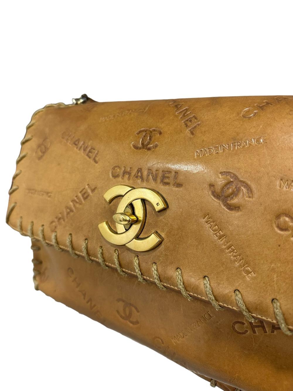Gold Leather Chanel Shoulder Bag