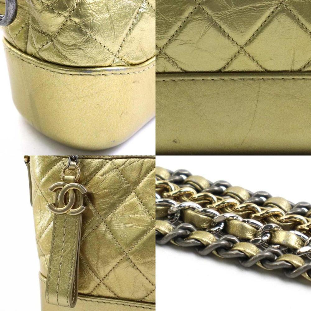 Gold Leather Chanel Shoulder Bag