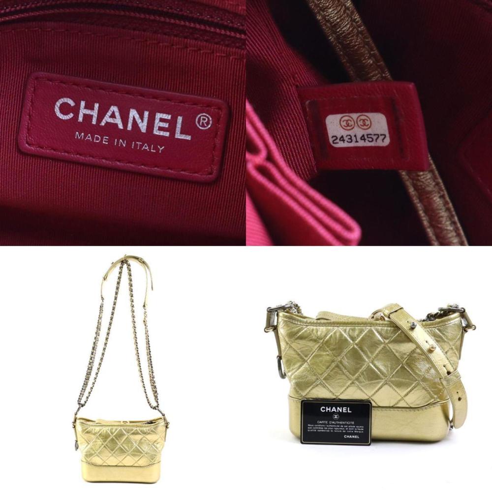 Gold Leather Chanel Shoulder Bag