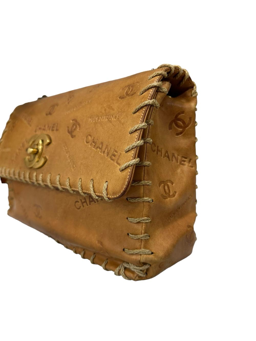 Gold Leather Chanel Shoulder Bag