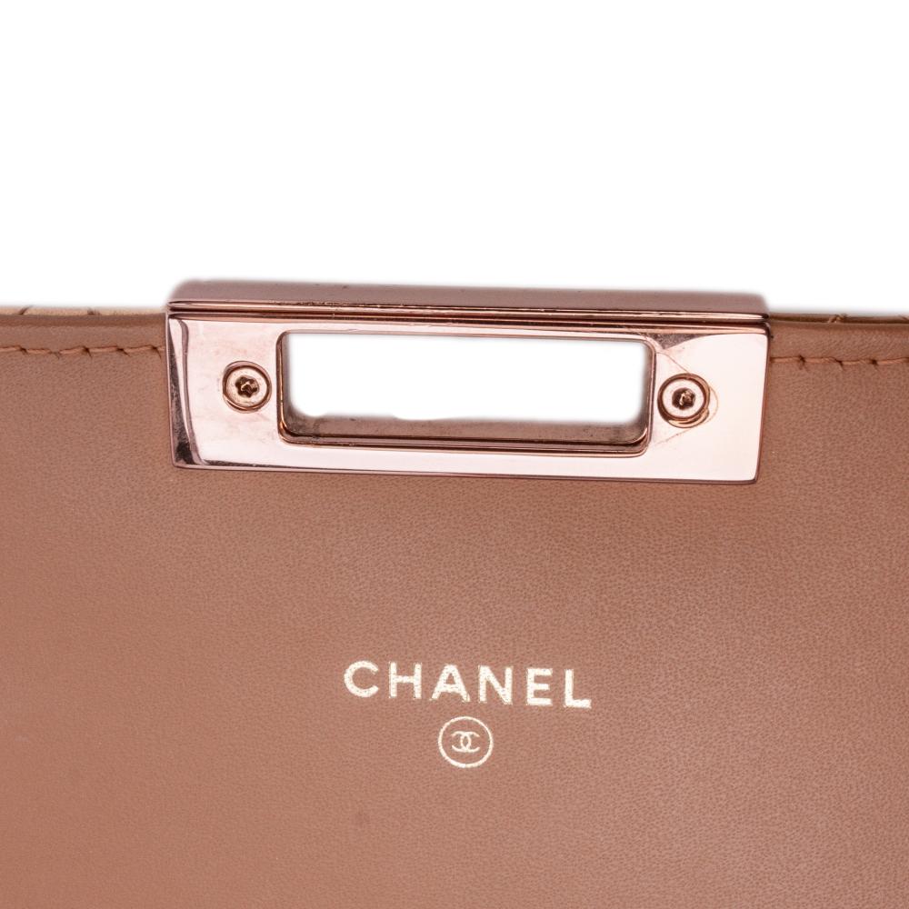 Gold Leather Chanel Wallet On Chain