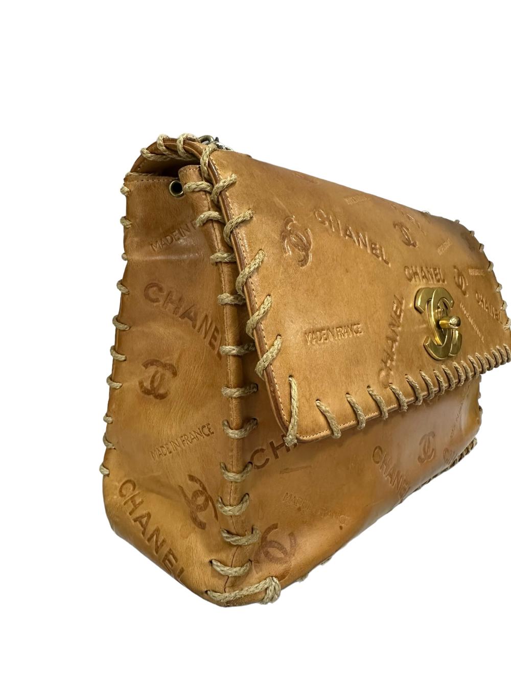 Gold Leather Chanel Shoulder Bag