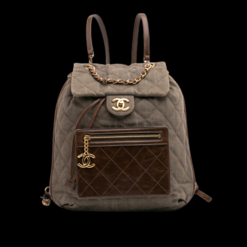 Green Denim Chanel Backpack