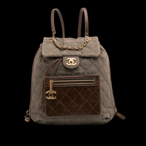 Green Denim Chanel Backpack