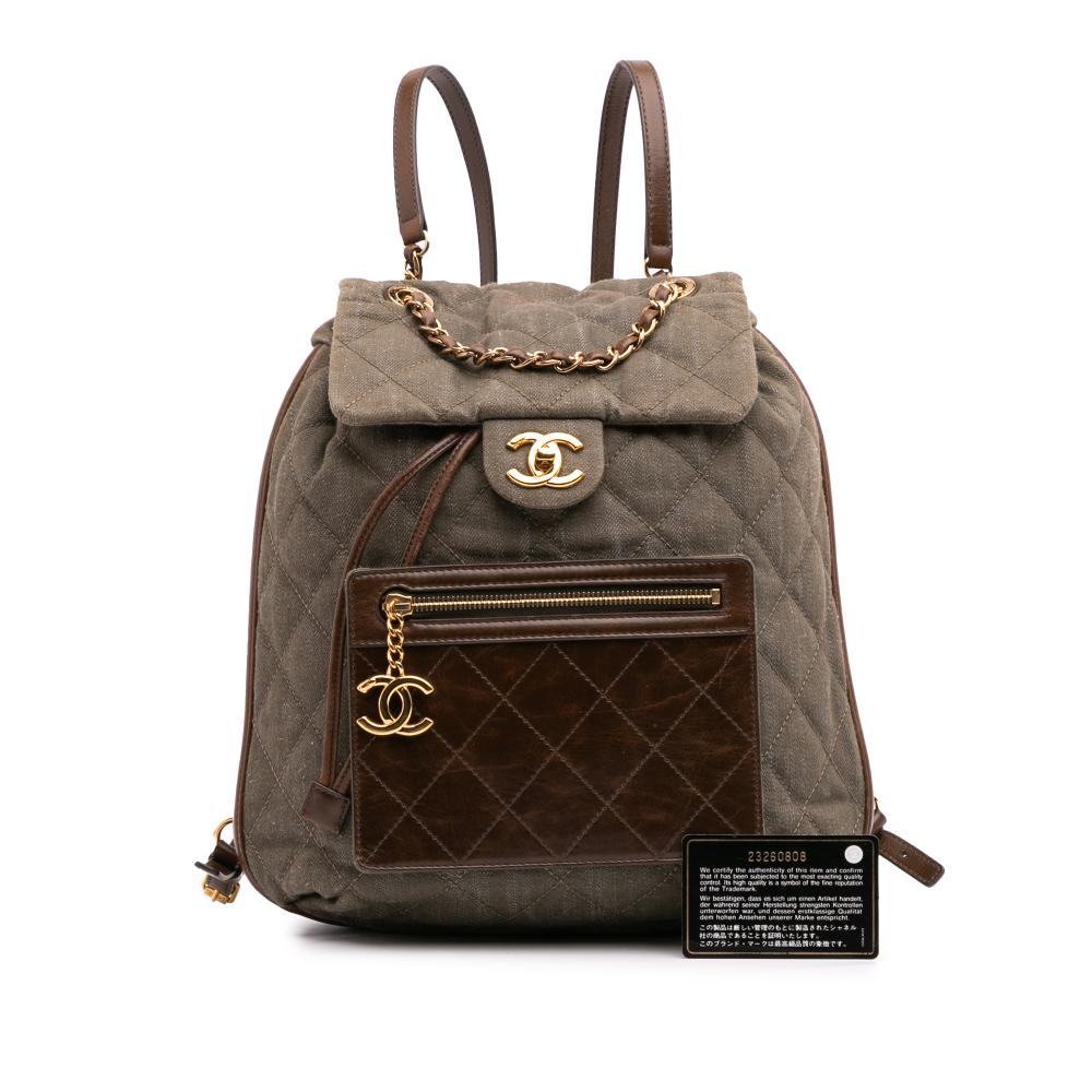 Green Denim Chanel Backpack