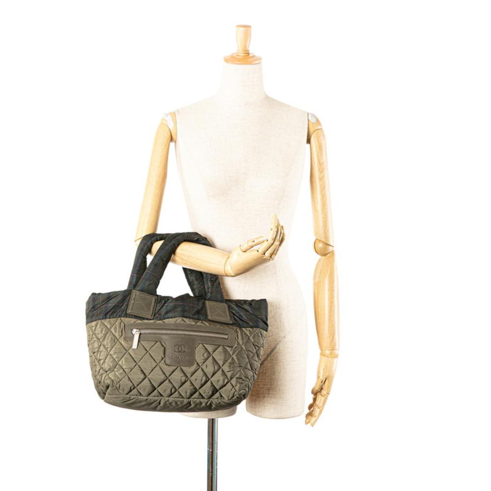 Green Fabric Chanel Tote