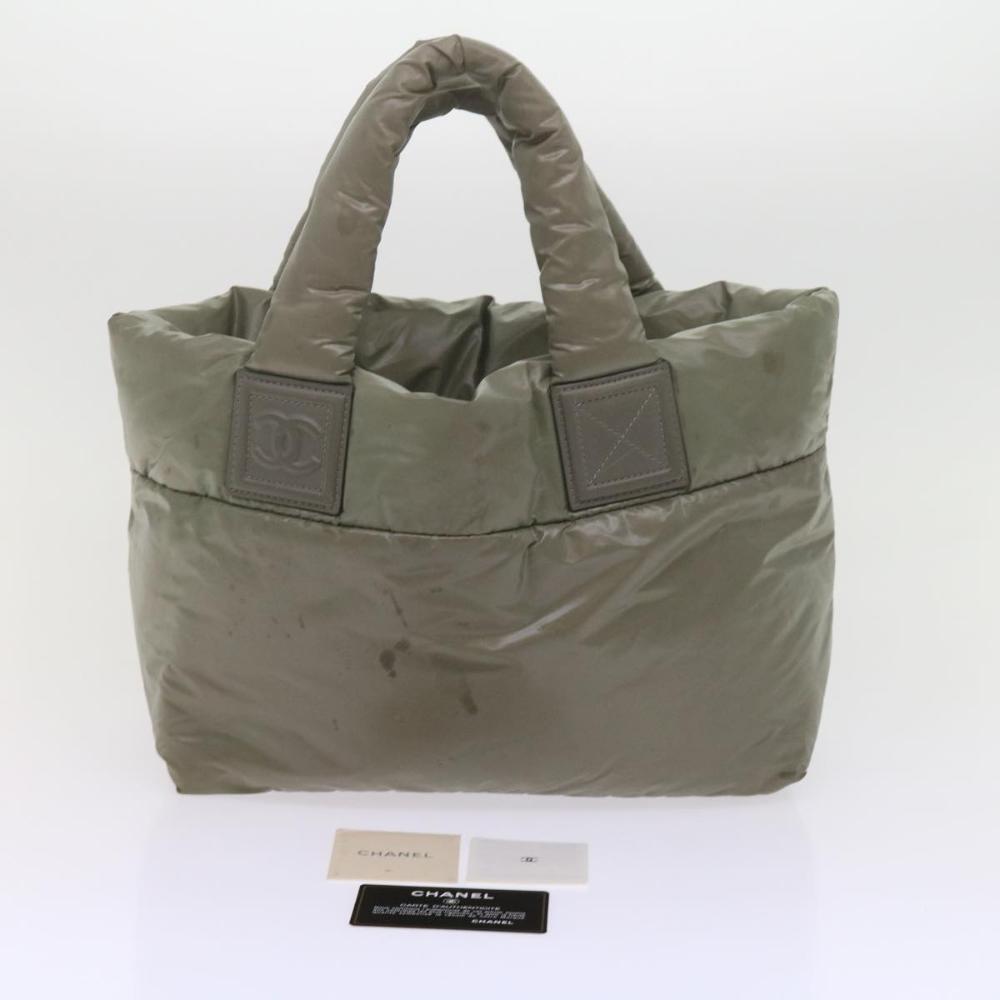 Green Fabric Chanel Tote