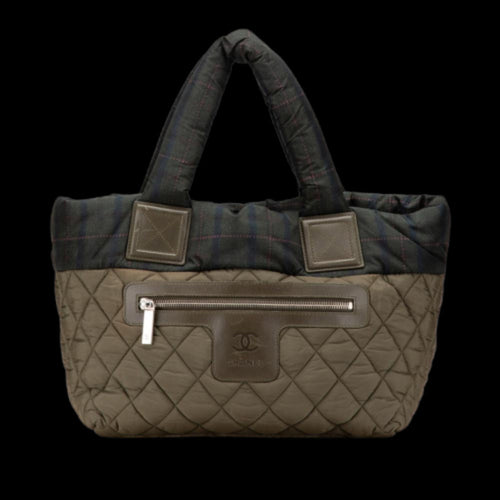 Green Fabric Chanel Tote