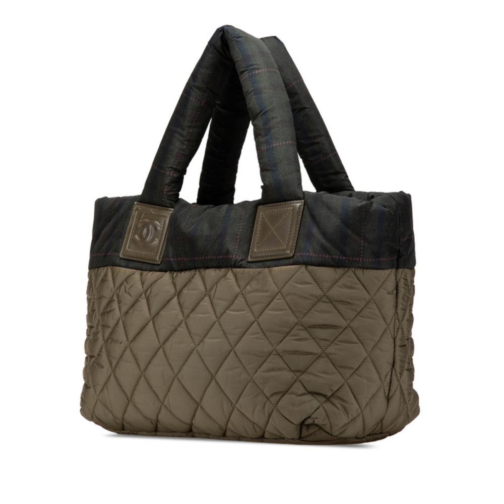 Green Fabric Chanel Tote