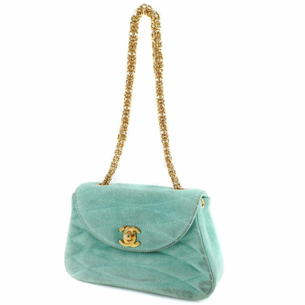 Green Fabric Chanel Shoulder Bag
