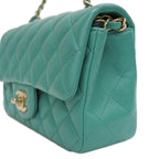Green Fabric Chanel Flap Bag