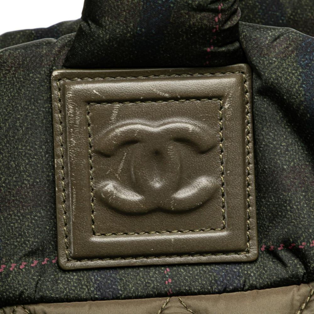 Green Fabric Chanel Tote