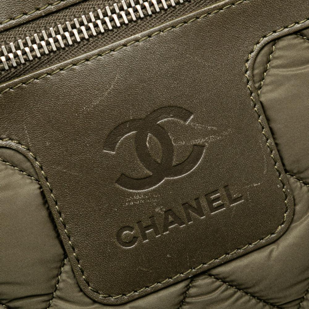 Green Fabric Chanel Tote