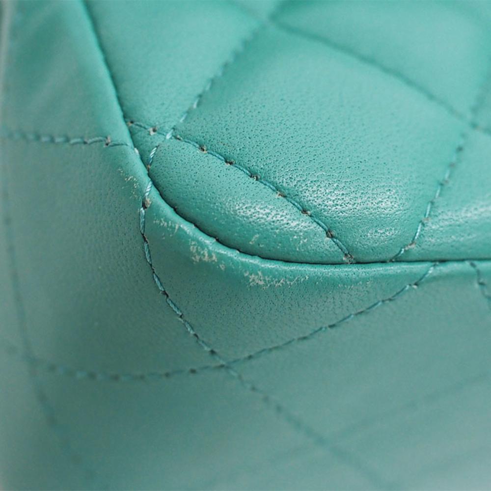 Green Fabric Chanel Flap Bag