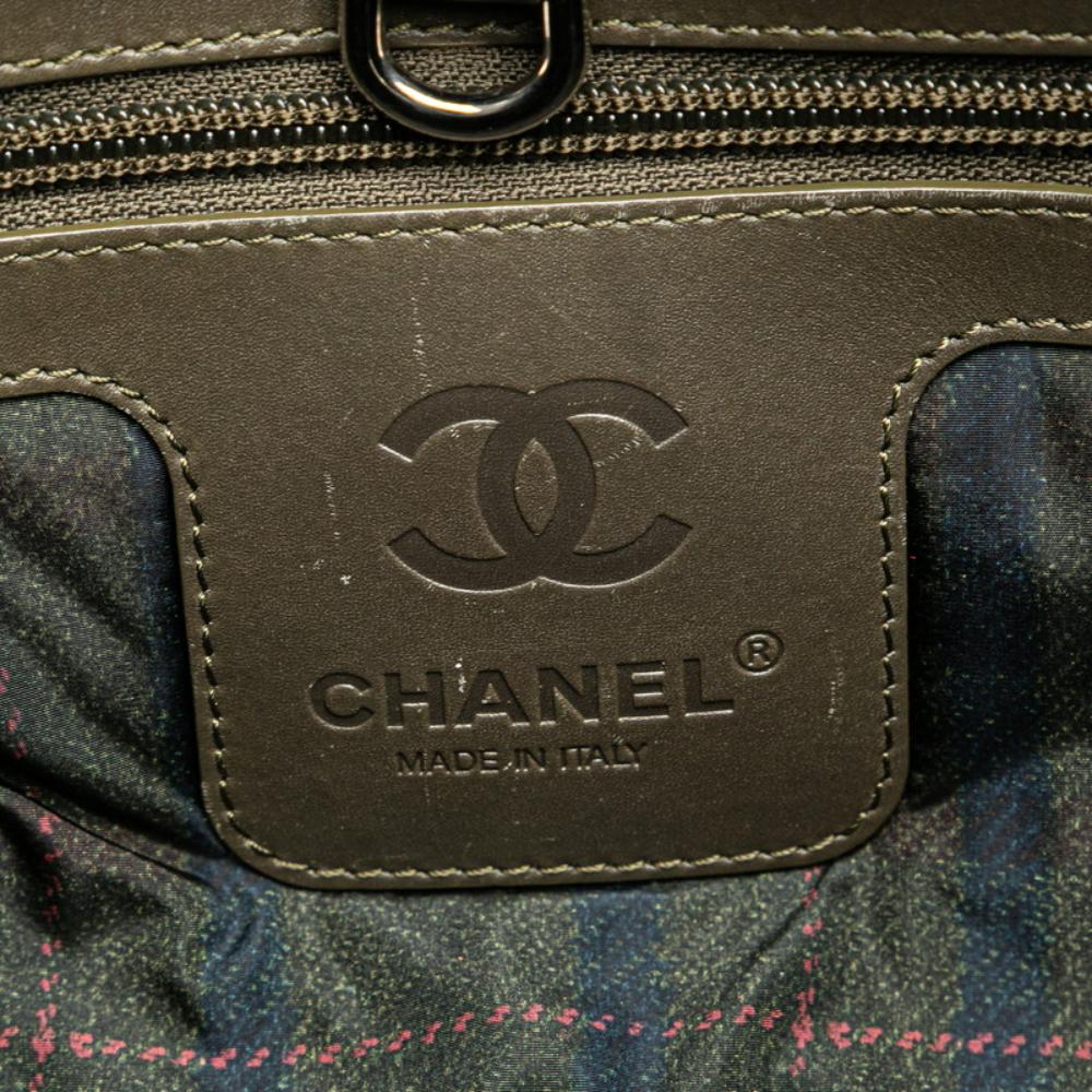 Green Fabric Chanel Tote