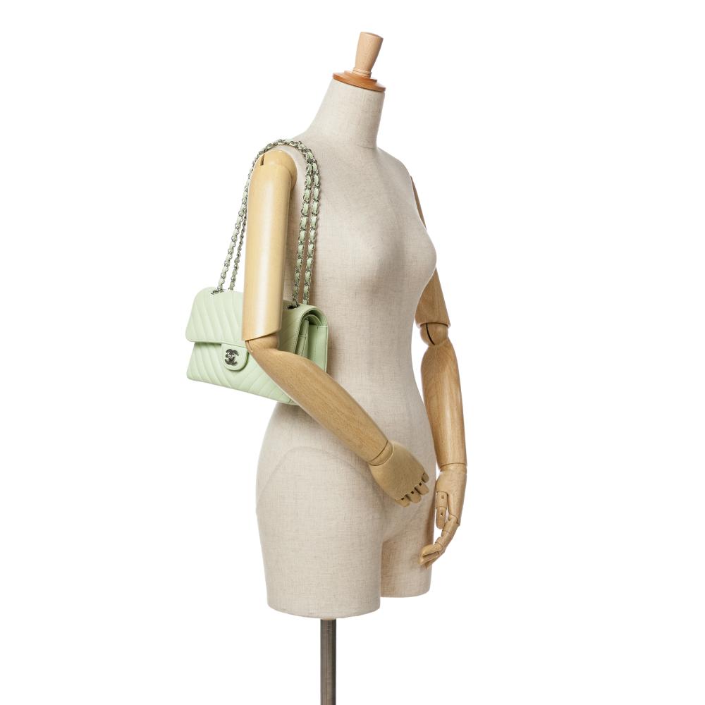 Green Leather Chanel Flap Bag