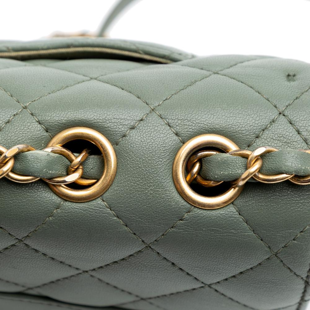 Green Leather Chanel Flap Bag