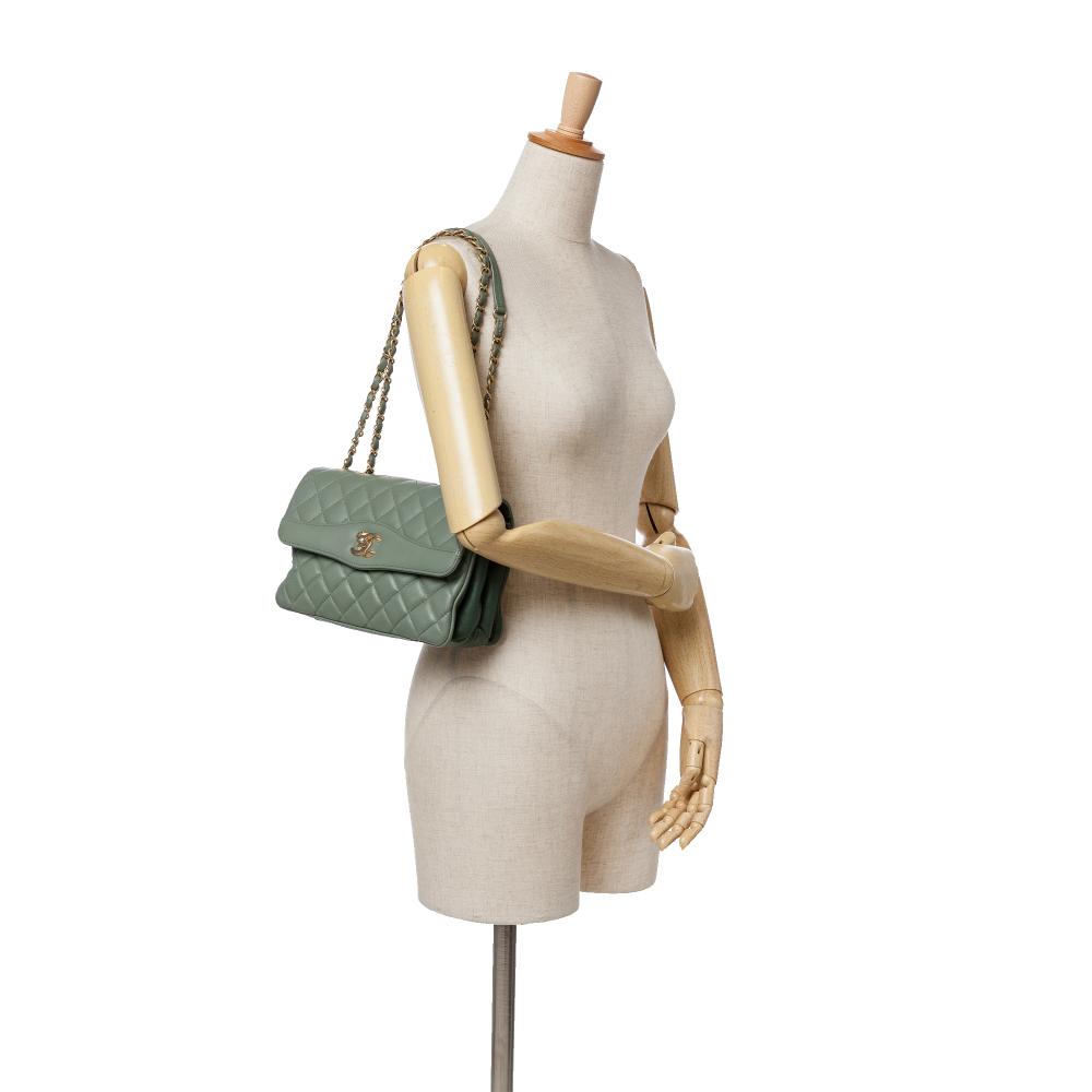 Green Leather Chanel Flap Bag