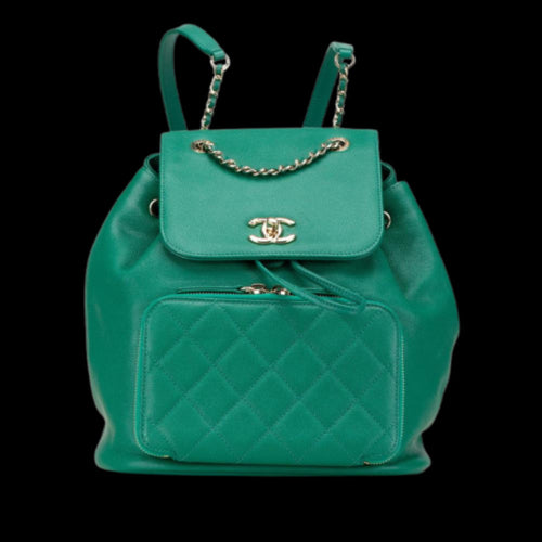 Green Leather Chanel Backpack
