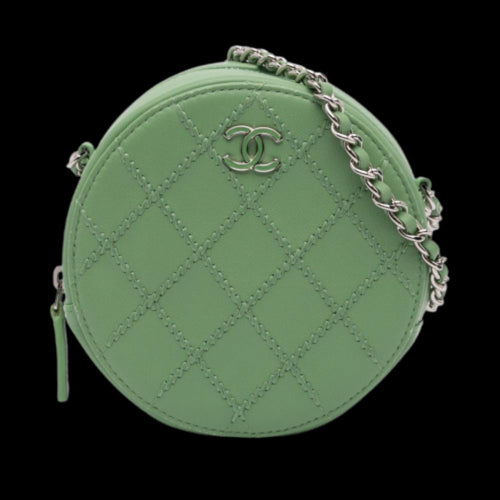 Green Leather Chanel Crossbody Bag
