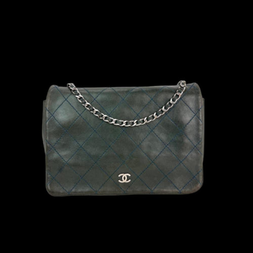 Green Leather Chanel Wallet On Chain