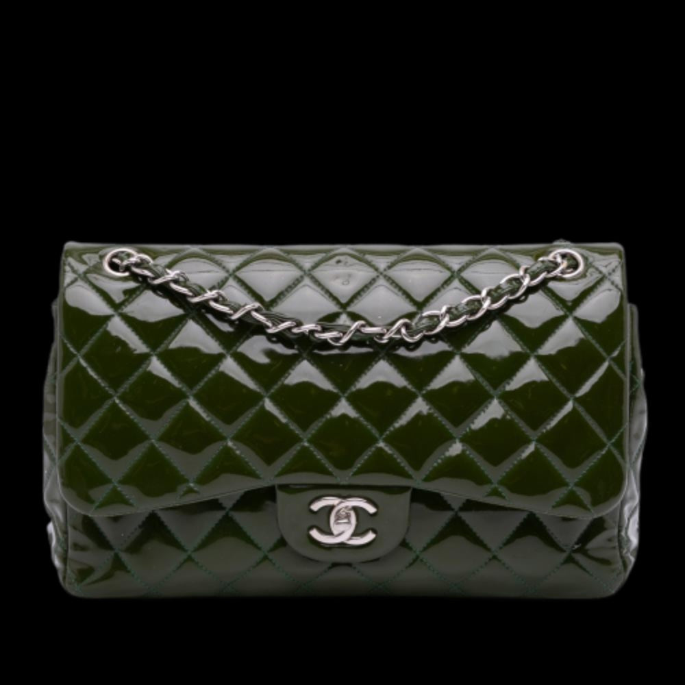 Green Leather Chanel Flap Bag