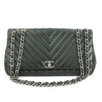 Green Leather Chanel Shoulder Bag