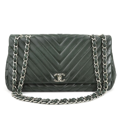 Green Leather Chanel Shoulder Bag