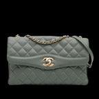 Green Leather Chanel Shoulder Bag