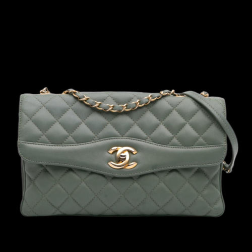 Green Leather Chanel Shoulder Bag