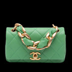 Green Leather Chanel Flap Bag