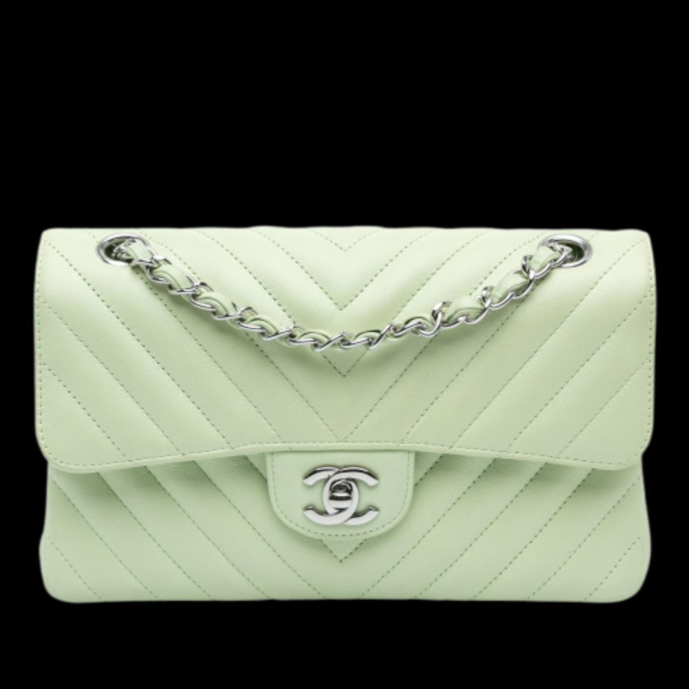 Green Leather Chanel Flap Bag