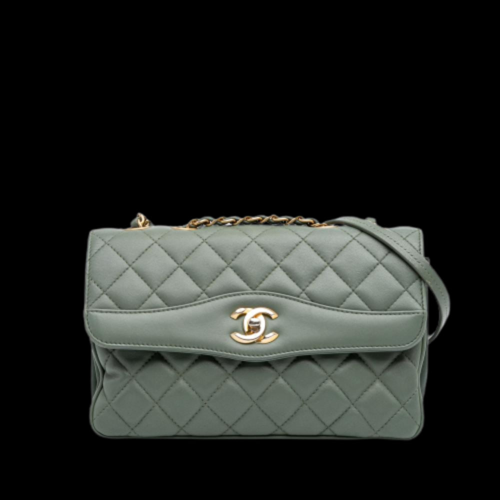 Green Leather Chanel Flap Bag
