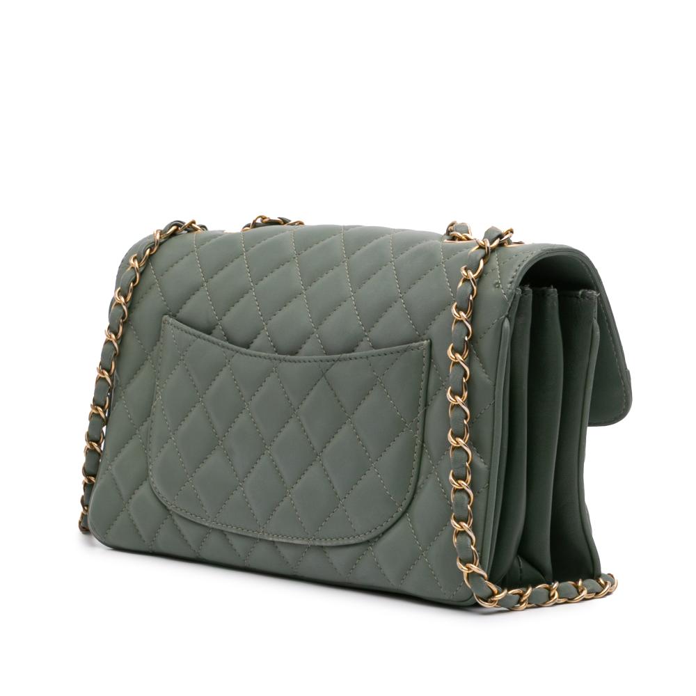 Green Leather Chanel Shoulder Bag