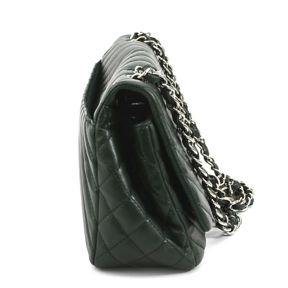 Green Leather Chanel Shoulder Bag