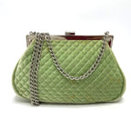 Green Leather Chanel Shoulder Bag